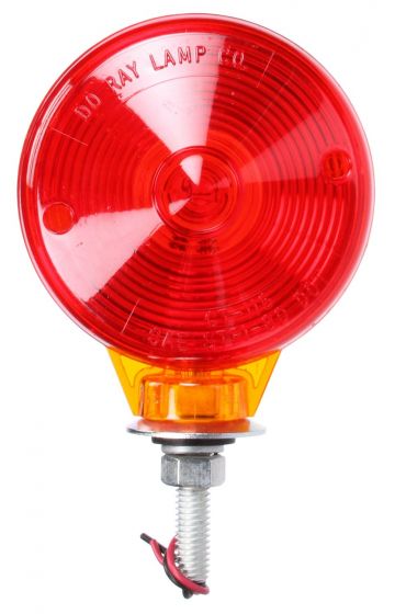 À incandescence, rond rouge/jaune, 1 ampoule, double face, 2 fils, luminaire sur pied, 1 goujon, jaune, coupe émoussée 70311
